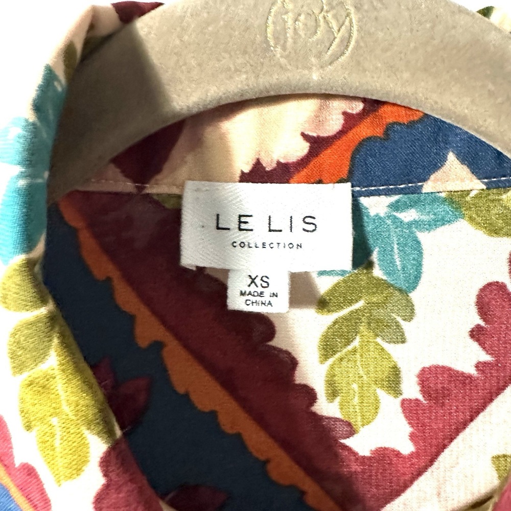 Le Lis‎ XS Retro Bloom Button Front Top Floral 70s Oversized Autumn Fall - Picture 3 of 11